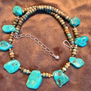 ✨✨ Jay King Turquoise Nugget Necklace – Sterling Silver – NEW(214)